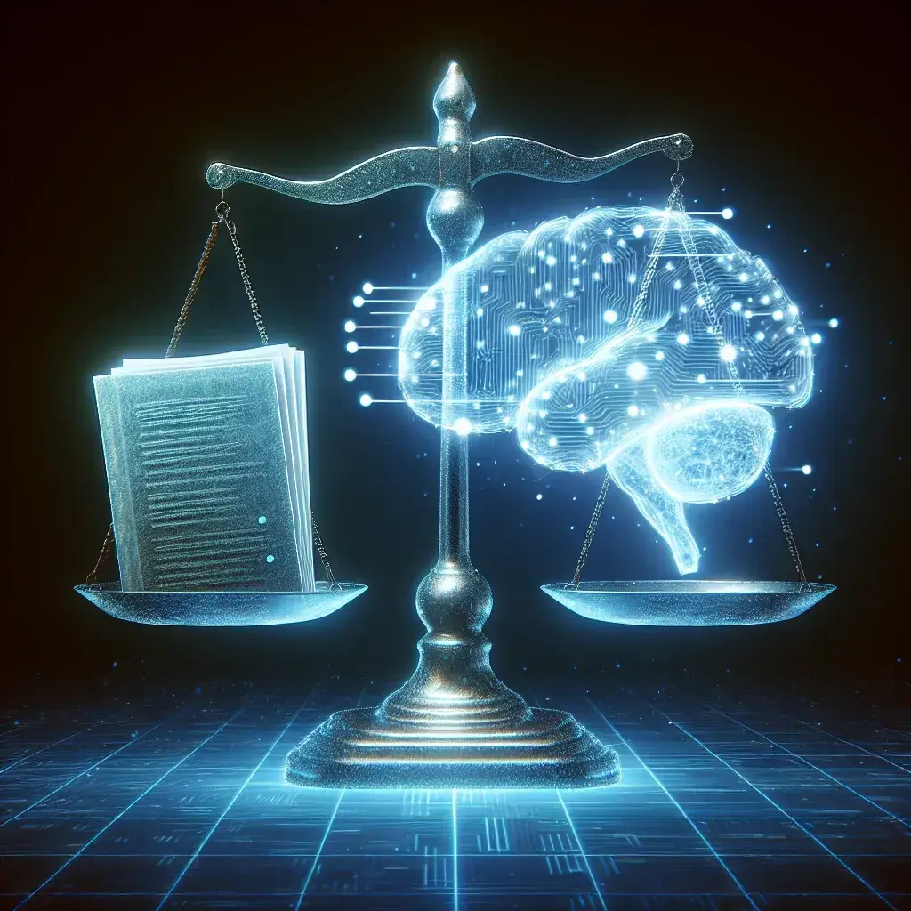 "Imagen que ilustra la aprobación de la nueva normativa en España para regular el uso de inteligencia artificial en procesos judiciales, destacando la importancia de su implementación en el sistema legal."