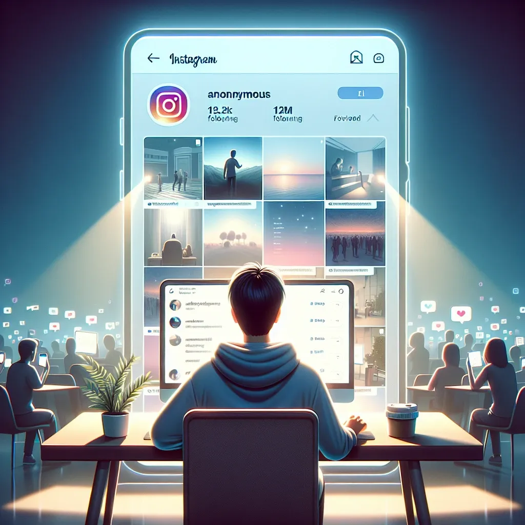 "Visualizador de Historias de Instagram: Imagen de un usuario navegando anónimamente en historias de Instagram con interfaz intuitiva y fácil de usar."