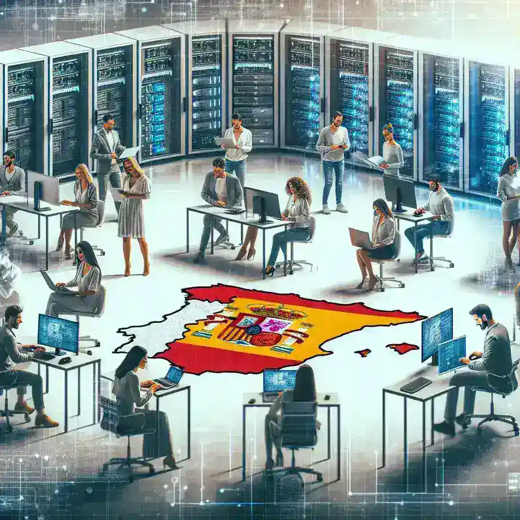 "Image illustrating Spain's digital autonomy initiatives, showcasing advanced technology projects aimed at reducing foreign tech dependence."